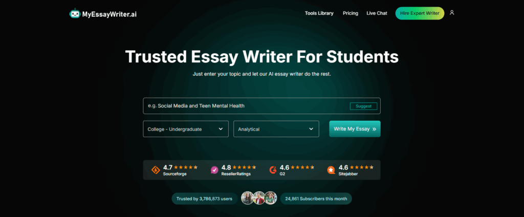 my essaywriter ai homepage